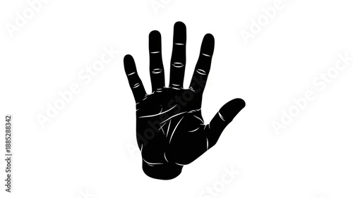 Black Hand Silhouette Showing Five Fingers.