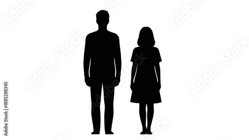 Silhouette of a tall man and a shorter woman standing side by side.
