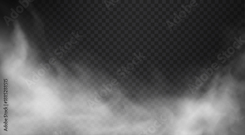 Grey smoke puffs rise softly on a transparent surface, giving a realistic misty effect. Perfect for background elements in digital graphics. Adds an airy, atmospheric feel to designs.
