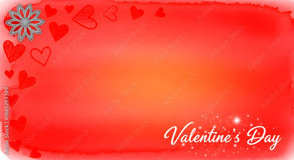 Naklejka premium Valentine's day background with red hearts and elegant white text for love cards or romantic messages