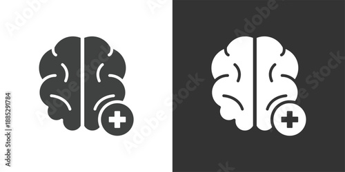 Brain Health icon. Solid glyph series icon