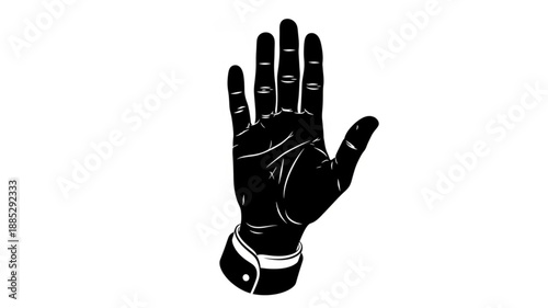 Black Silhouette of a Human Hand Raised Upwards.