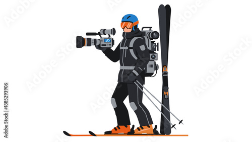 Ski filmmaker in action: capturing adventure with professional gear