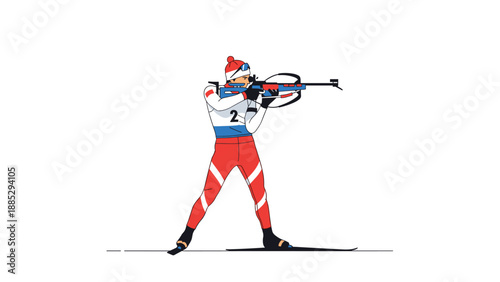 Biathlon athlete aiming in flat design style