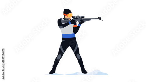Biathlon athlete aiming in winter sports competition scene