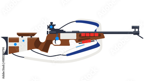 Modern biathlon rifle design in a flat minimalist style