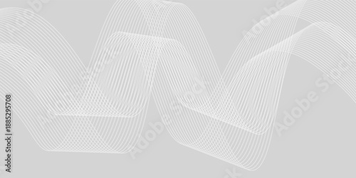 Futuristic gray white abstract background with shining wave lines pattern for banner, wallpaper, cover. Vector illustration