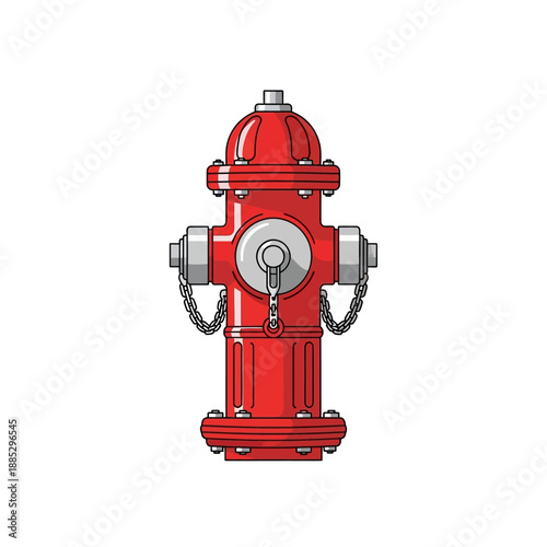Red Fire Hydrant Isolated on White Background - Emergency Water Supply