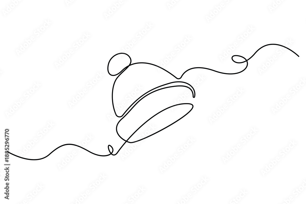 Fototapeta premium Continuous one line drawing of beanie hat winter headwear concept vector illustration 