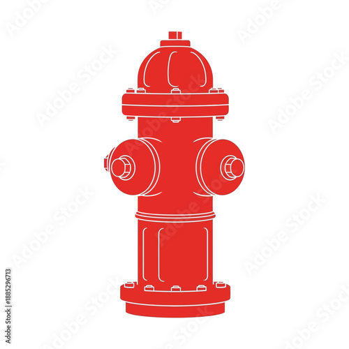 Red Fire Hydrant Silhouette with White Outline on White Background