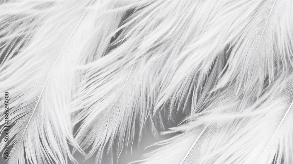 Fototapeta premium White feathers close-up, textured background, soft light, design element