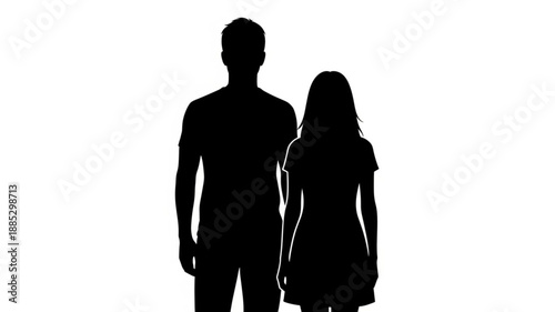 Silhouette of a man and woman standing together.