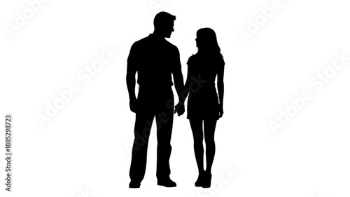 Couple Holding Hands Silhouette.