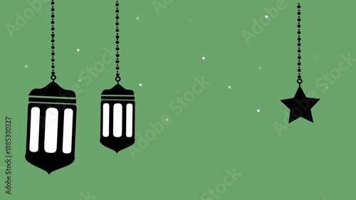 Hanging lantern animation inspired by Islamic and Ramadan celebrations. Soft moving lantern decorations suitable for Eid Mubarak greetings religious events festive backgrounds social media 