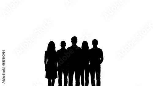 Silhouette Group of People Standing Together.