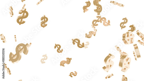 Fényképezés Falling Gold Dollar Signs on Black Background