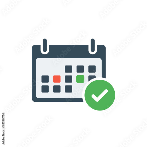 Modern Calendar Icon Representing Date Selection, Appointment or Task Confirmation