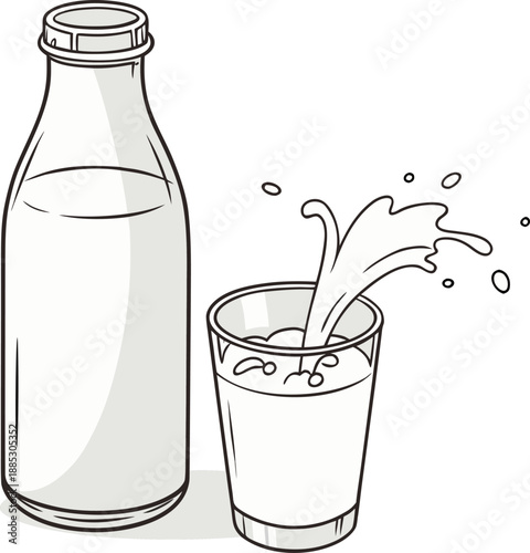 Realistic vector icon illustration milk jug in a splash of fresh milk isolated on white backgro