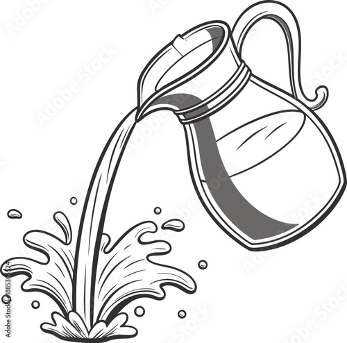 Realistic vector icon illustration milk jug in a splash of fresh milk isolated on white backgro