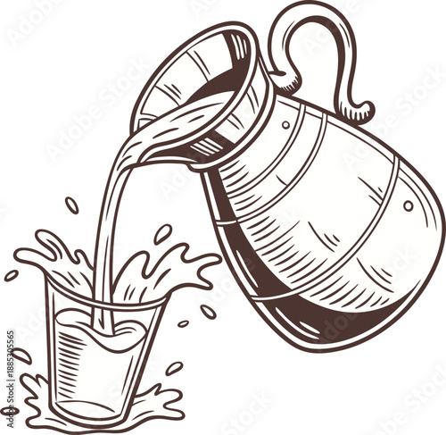 Realistic vector icon illustration milk jug in a splash of fresh milk isolated on white backgro