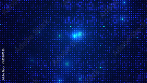 Digital Technology Colorful Blue Pixels Gradient Background. Digital Data Square Blue Pattern. Blue Digital Pixel Mosaic Pattern. Vector Illustration.