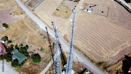 Telecommunication Tower and Mobile Network Infrastructure Over Urban and Residential Areas