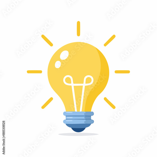 Illustration of a glowing light bulb representing innovation and ideas from a straightforward front viewpoint