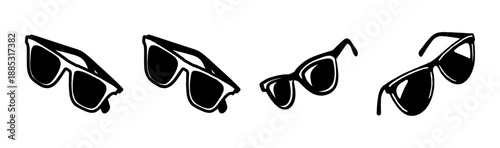 Assorted retro sunglasses, vintage eyewear collection, graphic design elements