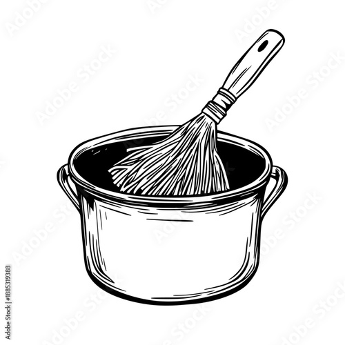 Stirring culinary magic marinade mop pot | Clean, isolated vector art for creative projects.