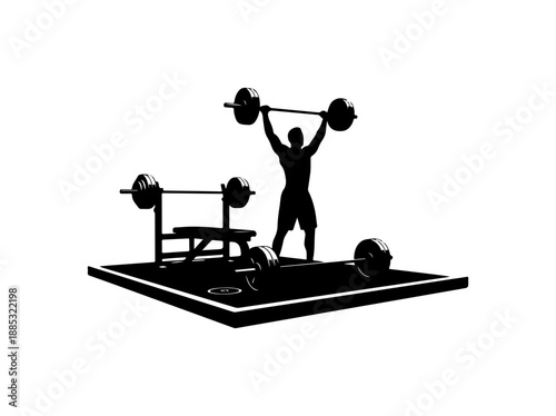 Silhouette of a Weightlifter in Gym