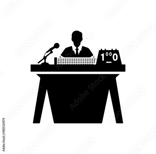 Silhouette of a Speaker at a Podium