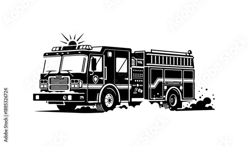 Fire Truck Silhouette Illustration