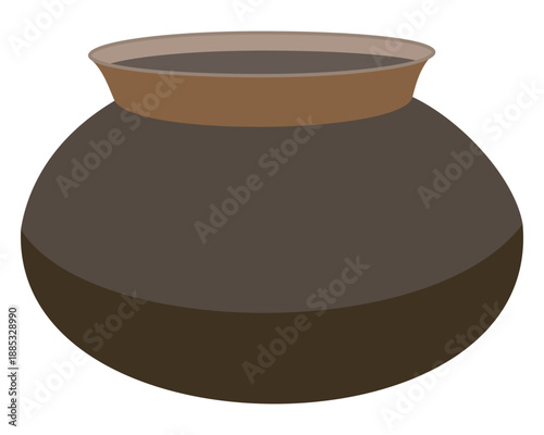 Traditional clay cooking pot illustration isolated on transparent background