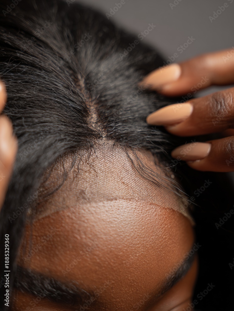 Fototapeta premium Close-up of young woman's hairline detail for beauty design and care inspiration