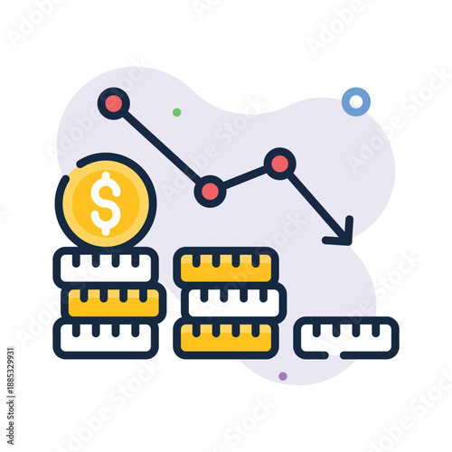 Ready to use flat outline icon of economic crisis, market decline