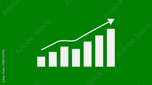 Animated Graph on a solid green background depicting business growth and success minimal motion graphics concept video