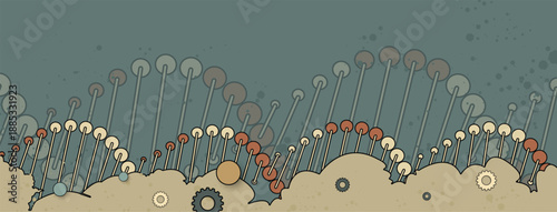 Futuristic digital illustration of DNA strands, connected neural web