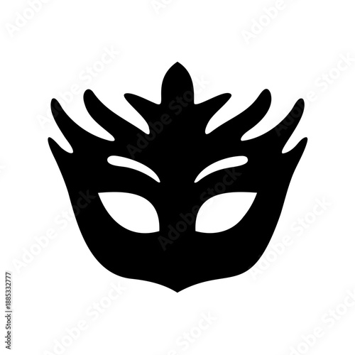 Elegant black masquerade mask with feathered design for carnival parties