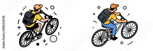 Vector illustration of a cyclist performing stunts on a mountain bike
