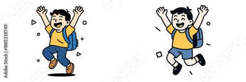 Happy child jumping with enthusiasm during outdoor playtime