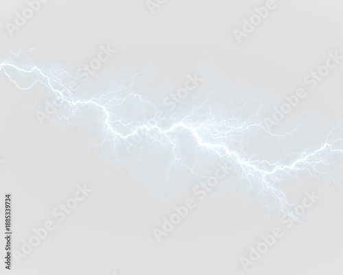 Neon-blue lightning streaks pulse vividly, creating radiant arcs of energy. Sparks flicker along the glowing trail. Ideal for dynamic digital effects. PNG