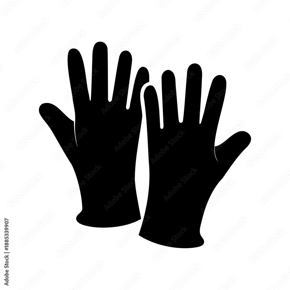 Obraz premium Two protective gloves in black silhouette on a plain white background