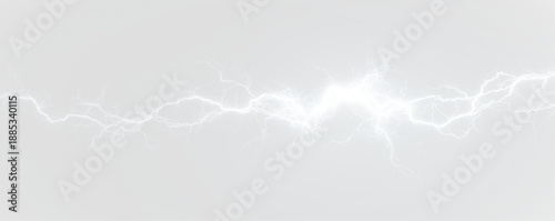 Radiant white electric arcs crackle dynamically, forming glowing streaks across the scene. Sparks illuminate the surrounding dark background. Ideal for high-voltage digital designs. PNG