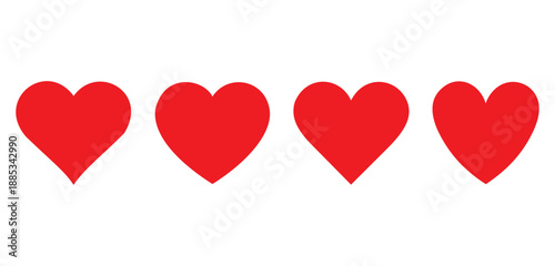 set of red heart icons, collection of red heart vector icons