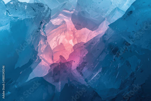 Abstract Crystal Texture Background With Blue Pink Light