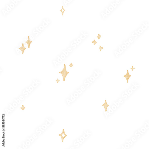 Cuadro en lienzo Pack éléments magiques : petites étoiles jaune/dorées à l'aquarelle