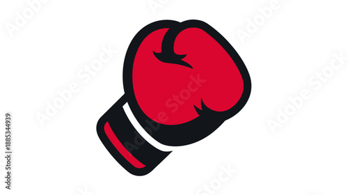 A stylized boxing glove icon, red with a black outline, on a white background