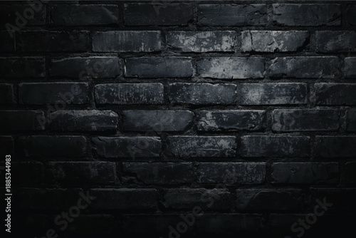 Dark Black Brick Wall Grunge Background
