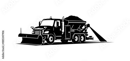 Snow Plow Truck in Action