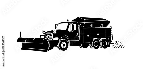 Snow Plow Truck in Action